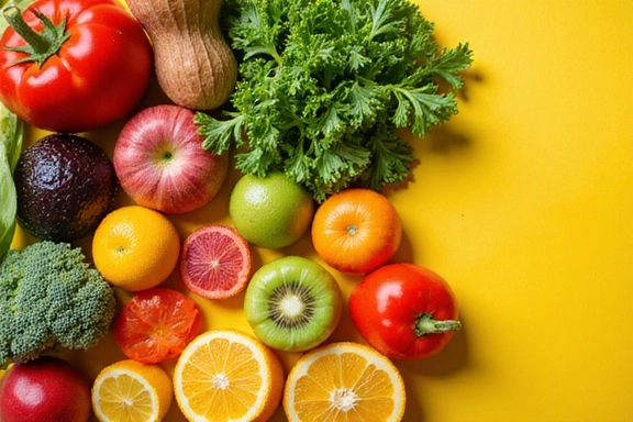 Frutas y verduras desmintiendo mitos de pérdida de peso