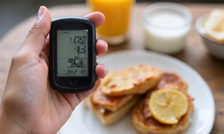 Persona midiendo su nivel de glucosa en sangre con un dispositivo